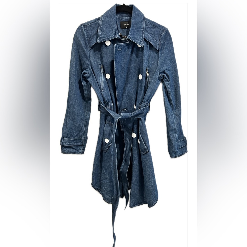 Denim belted trench coat 100% cotton US Size 2/4